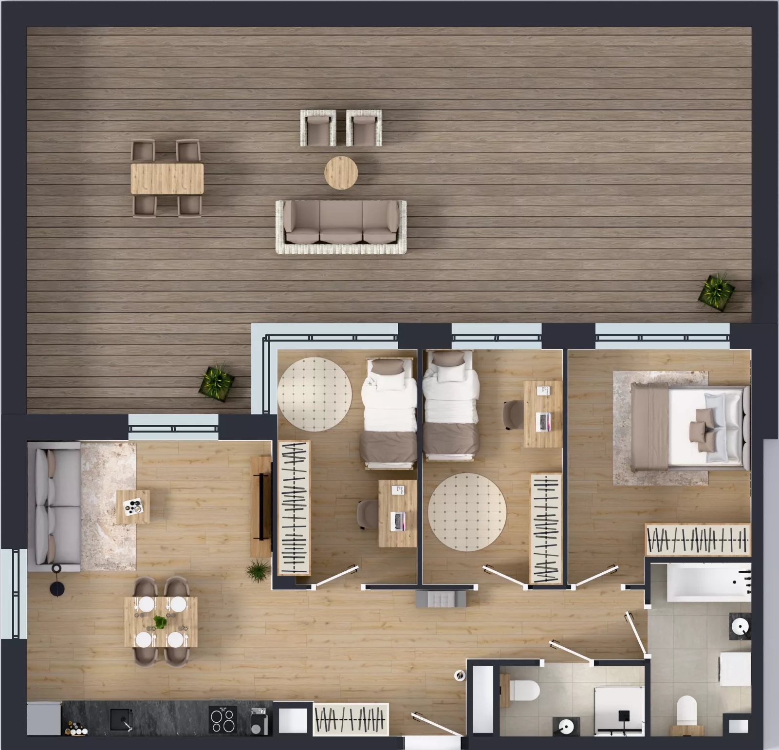 4 pokoje, mieszkanie 77,94 m², piętro 1, oferta nr D2/01/05, WUWA Vita III, Wrocław, Żerniki, Fabryczna, ul. Maya