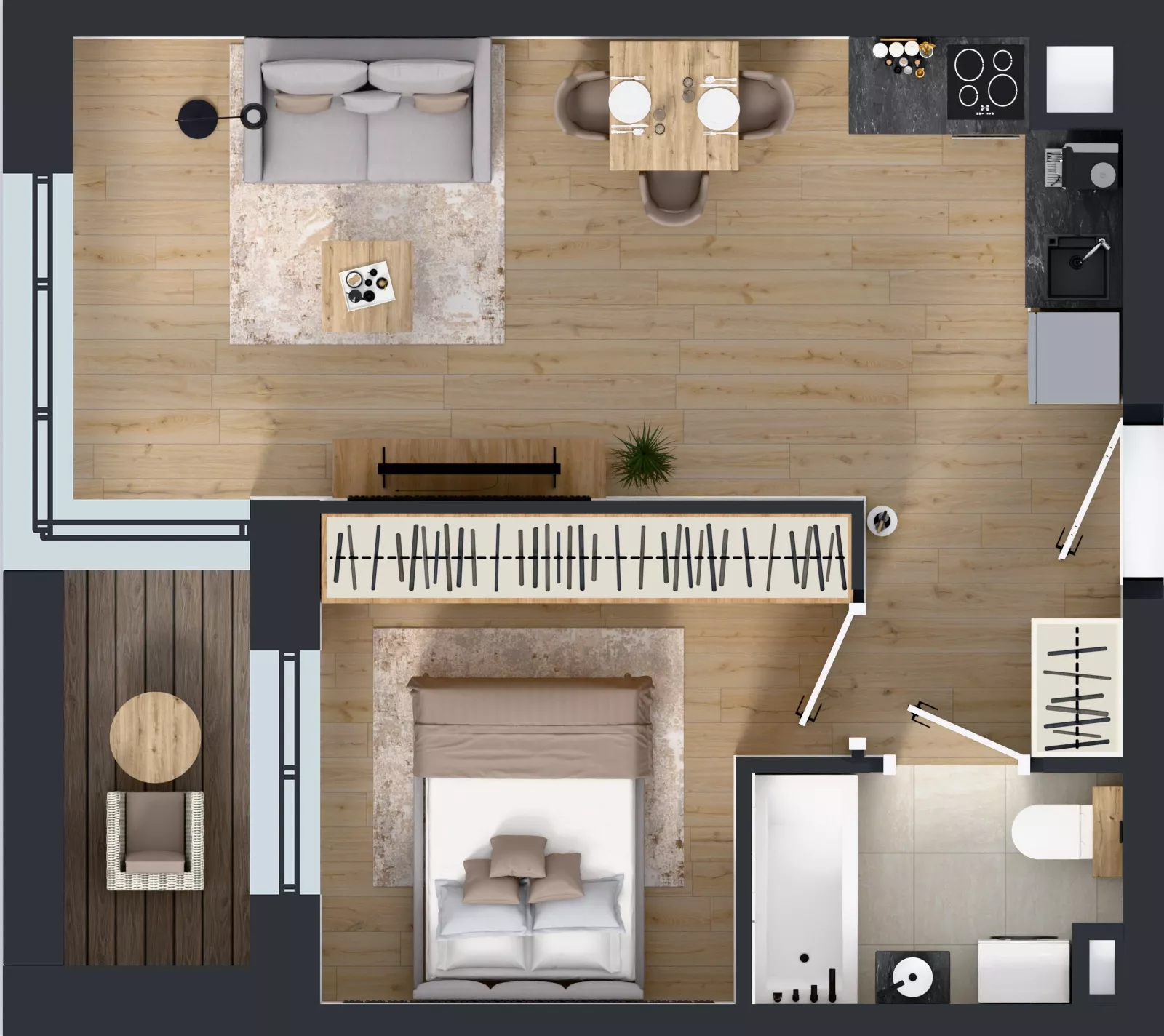 2 pokoje, mieszkanie 36,94 m², piętro 1, oferta nr D2/01/06, WUWA Vita III, Wrocław, Żerniki, Fabryczna, ul. Maya