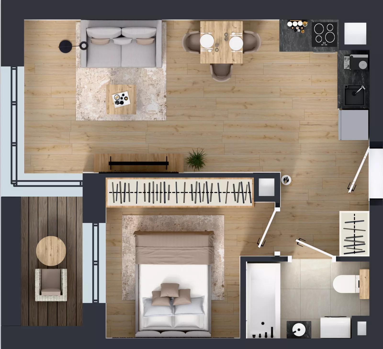 2 pokoje, mieszkanie 36,90 m², piętro 1, oferta nr D2/01/07, WUWA Vita III, Wrocław, Żerniki, Fabryczna, ul. Maya