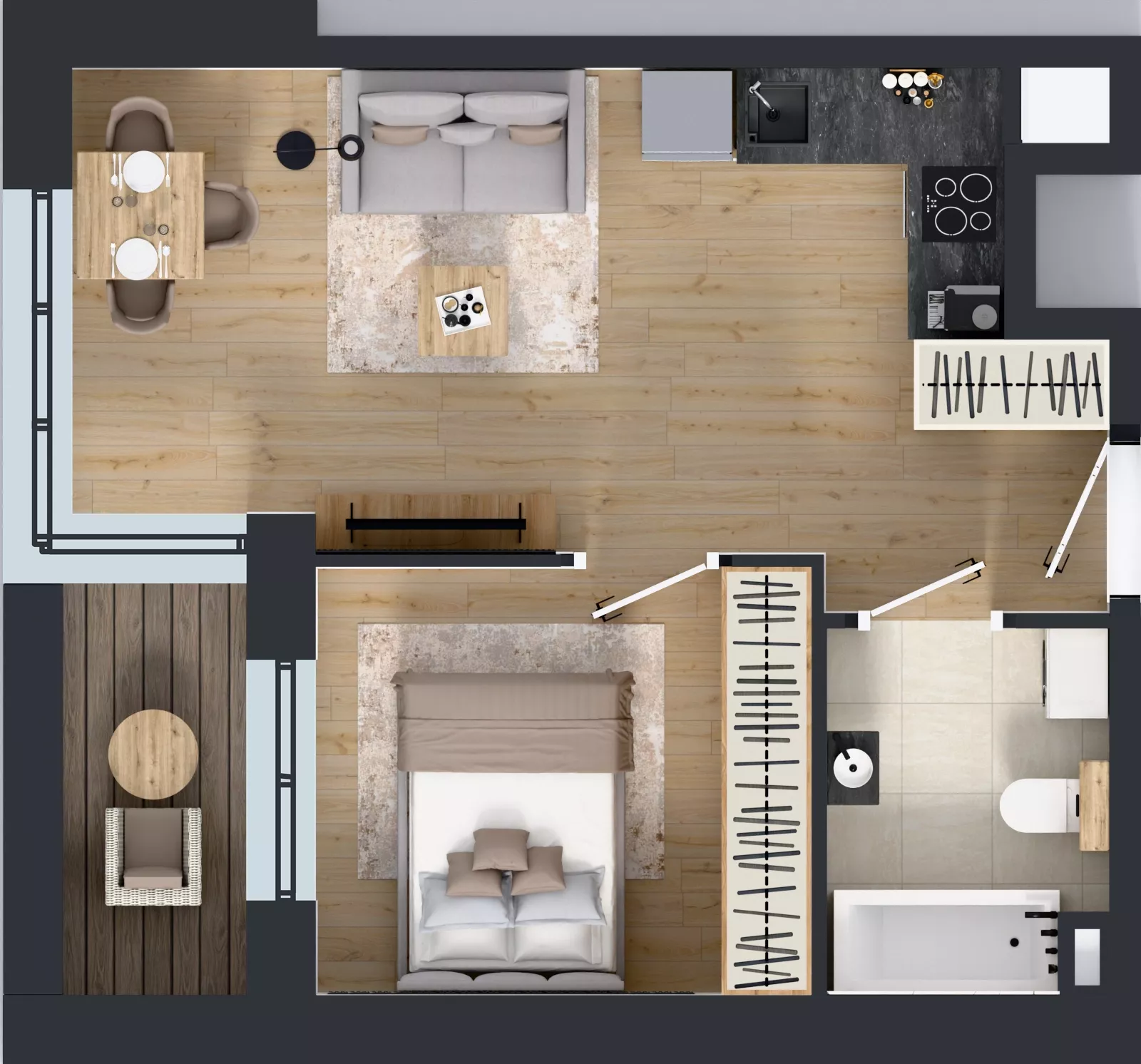 2 pokoje, mieszkanie 34,94 m², piętro 1, oferta nr D2/01/08, WUWA Vita III, Wrocław, Żerniki, Fabryczna, ul. Maya