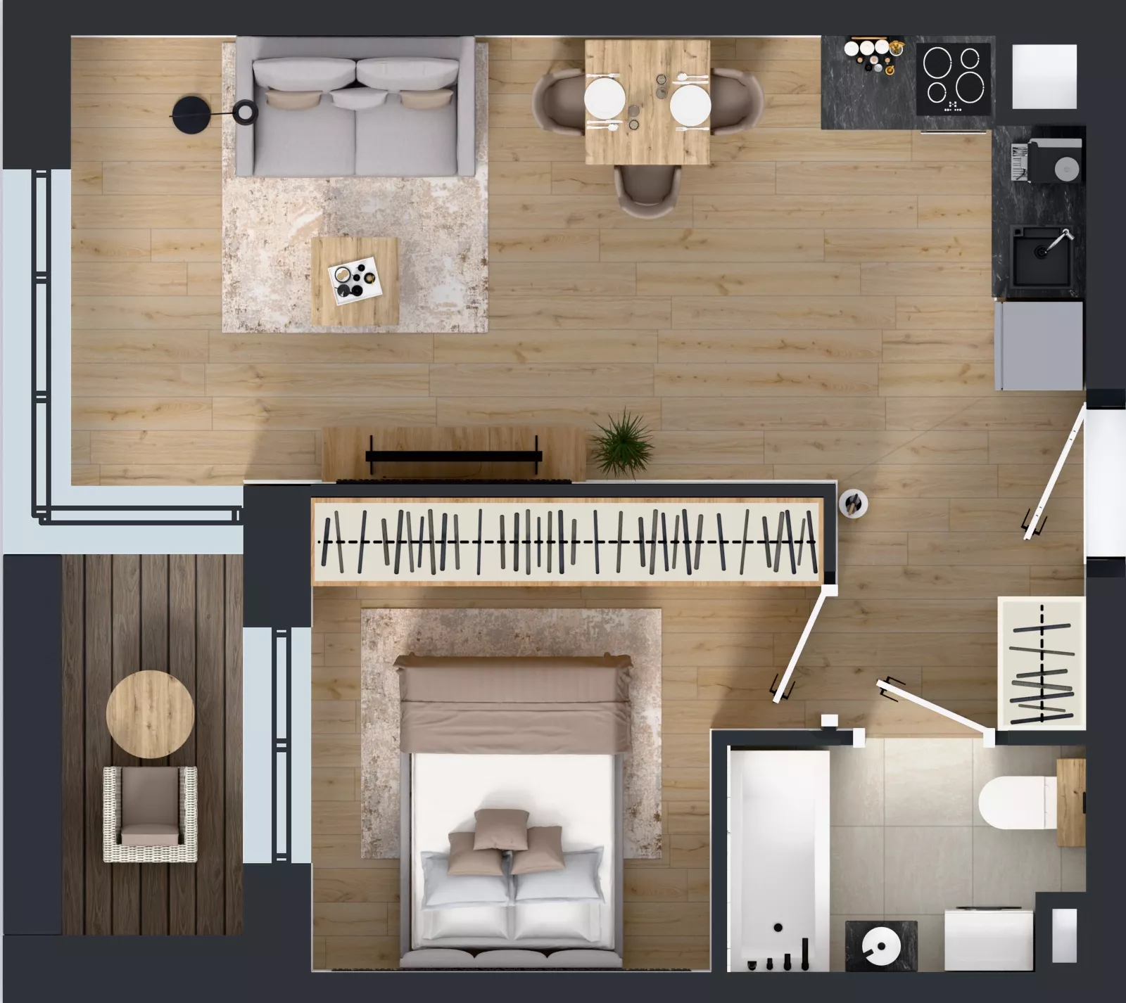 2 pokoje, mieszkanie 36,94 m², piętro 1, oferta nr D2/01/10, WUWA Vita III, Wrocław, Żerniki, Fabryczna, ul. Maya