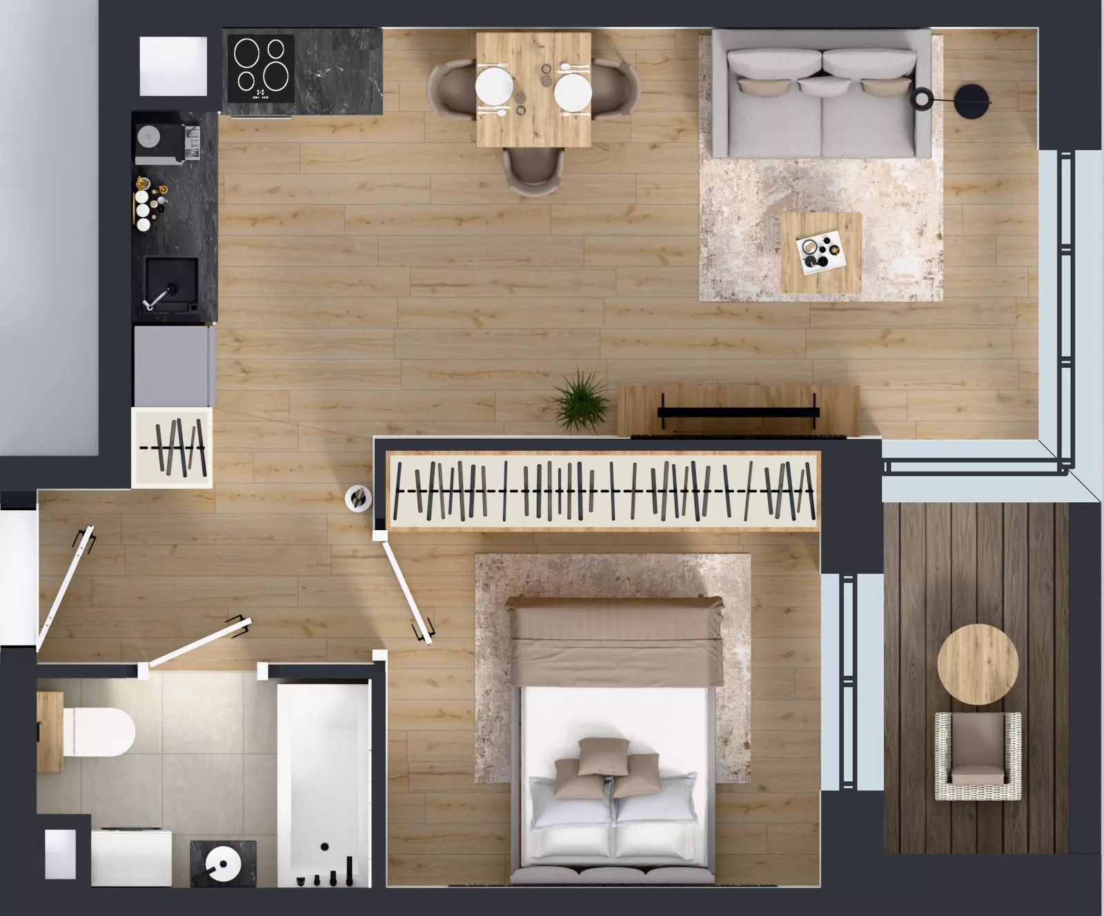 2 pokoje, mieszkanie 37,80 m², piętro 2, oferta nr D2/02/17, WUWA Vita III, Wrocław, Żerniki, Fabryczna, ul. Maya