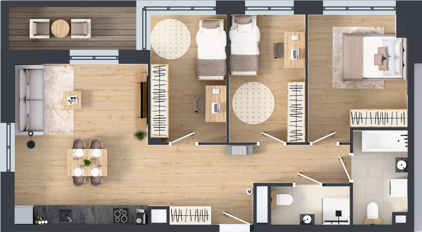 4 pokoje, mieszkanie 78,61 m², piętro 2, oferta nr D2/02/20, WUWA Vita III, Wrocław, Żerniki, Fabryczna, ul. Maya