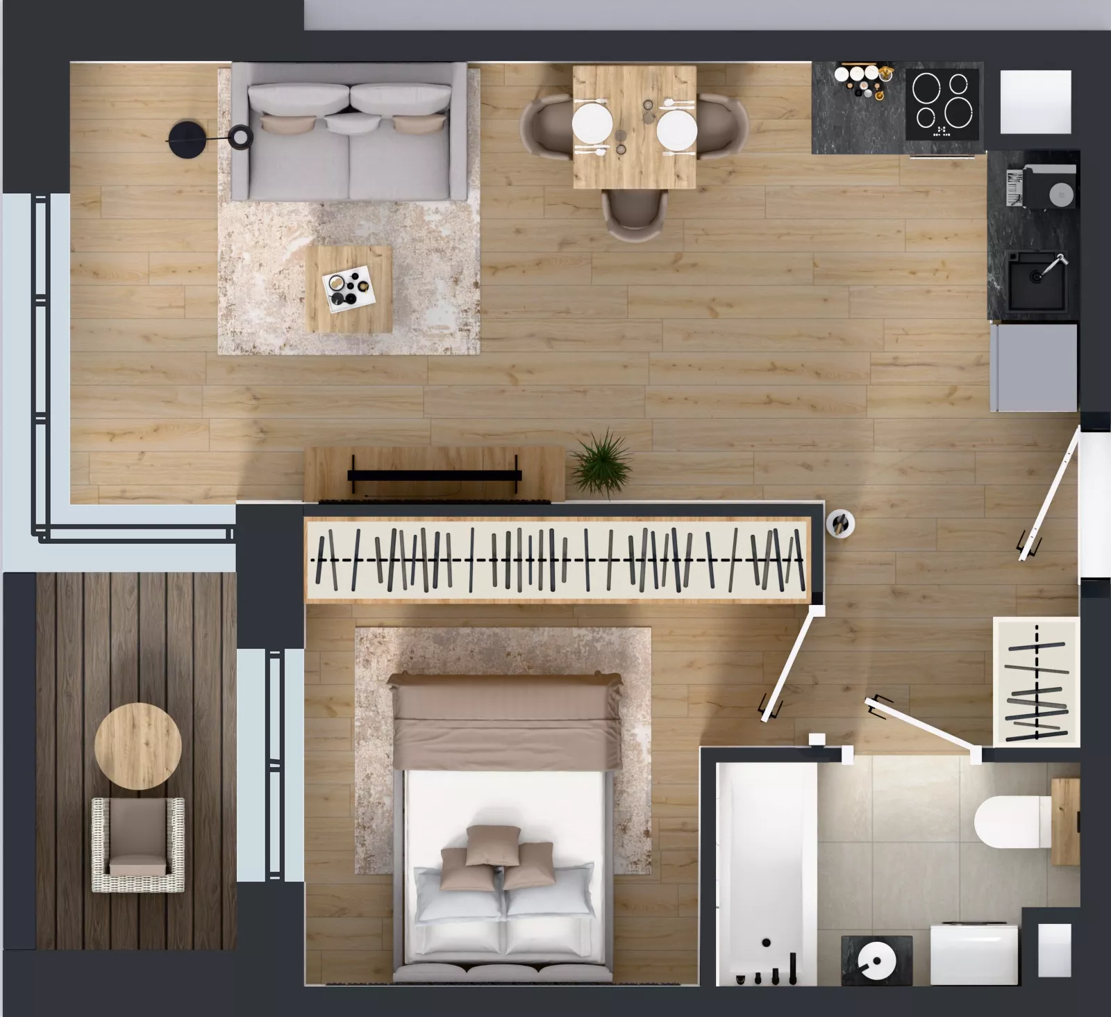 2 pokoje, mieszkanie 37,24 m², piętro 2, oferta nr D2/02/21, WUWA Vita III, Wrocław, Żerniki, Fabryczna, ul. Maya