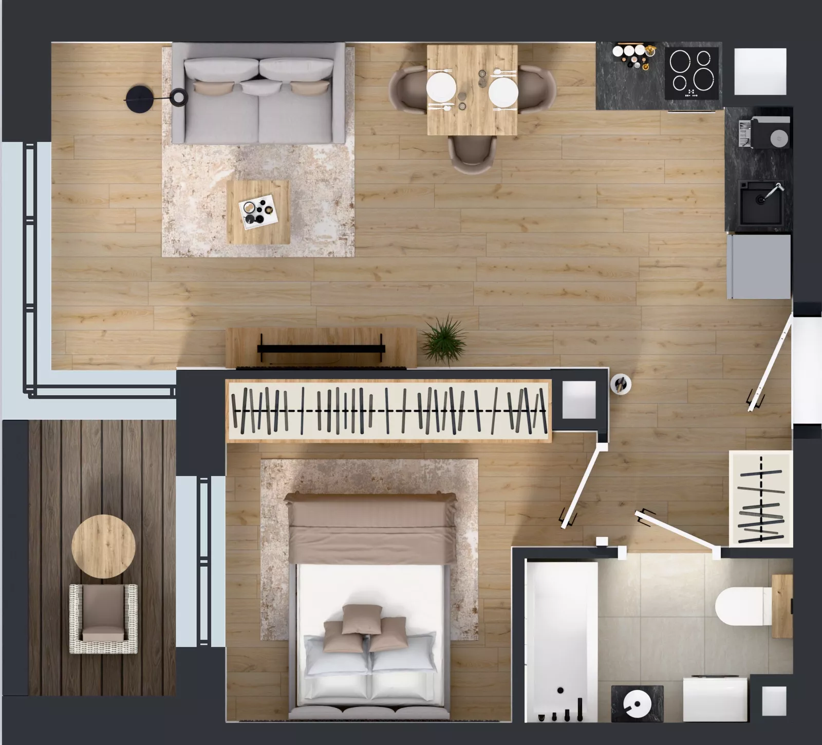 2 pokoje, mieszkanie 37,05 m², piętro 2, oferta nr D2/02/24, WUWA Vita III, Wrocław, Żerniki, Fabryczna, ul. Maya