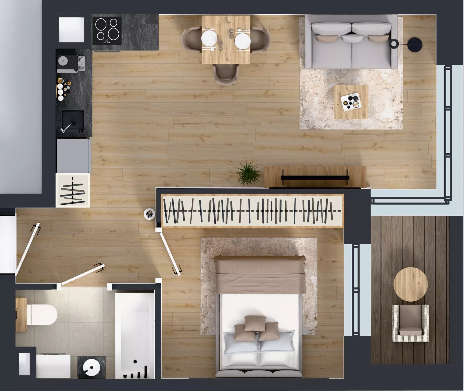 2 pokoje, mieszkanie 38,12 m², piętro 3, oferta nr D2/03/32, WUWA Vita III, Wrocław, Żerniki, Fabryczna, ul. Maya