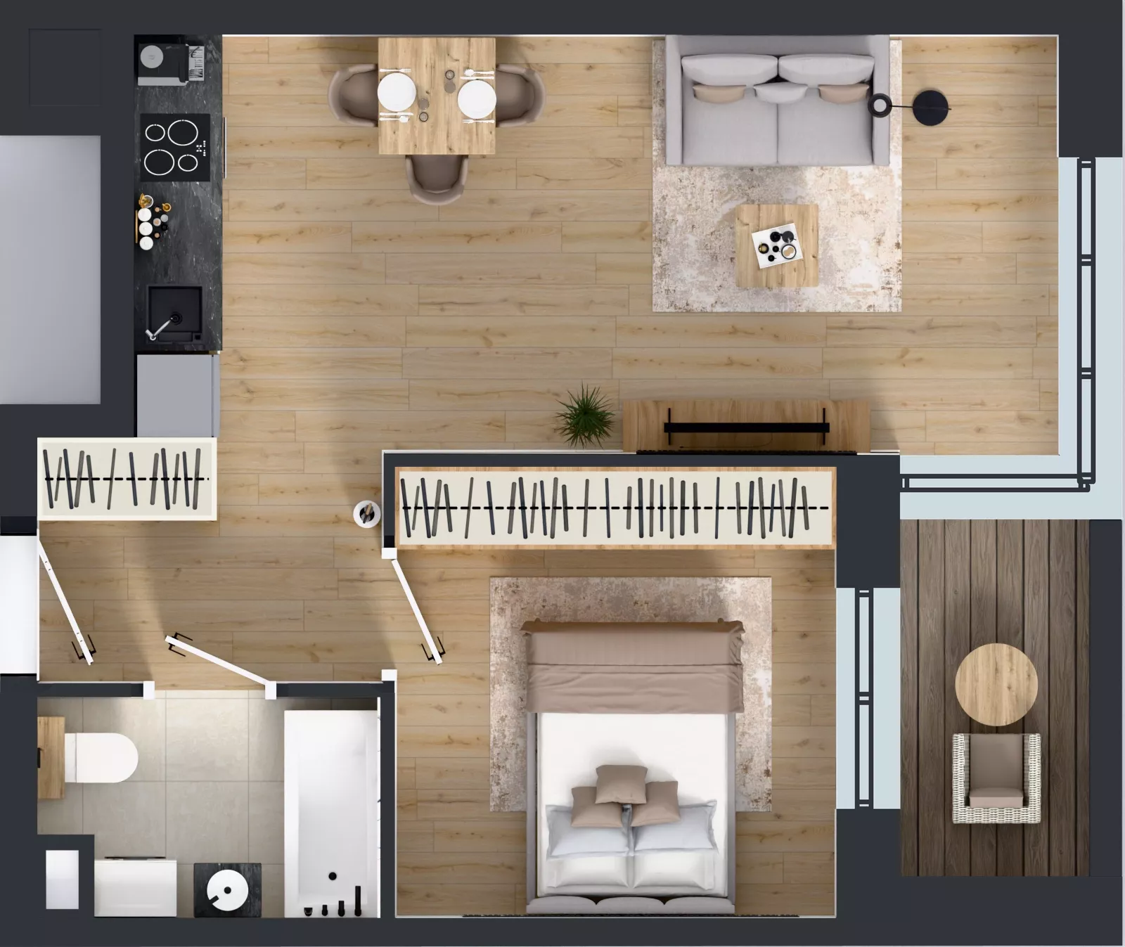 2 pokoje, mieszkanie 38,83 m², piętro 3, oferta nr D2/03/33, WUWA Vita III, Wrocław, Żerniki, Fabryczna, ul. Maya