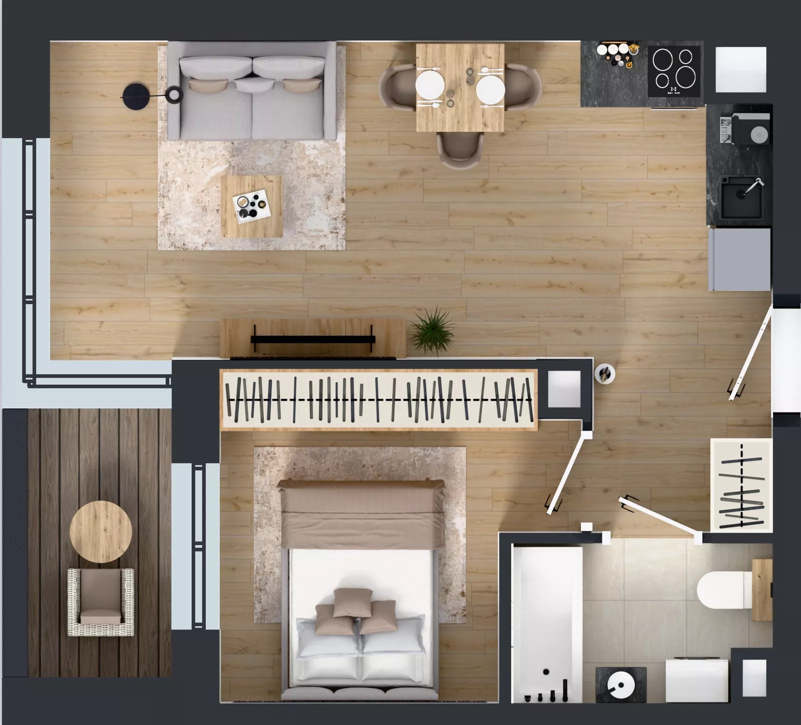 2 pokoje, mieszkanie 37,05 m², piętro 3, oferta nr D2/03/39, WUWA Vita III, Wrocław, Żerniki, Fabryczna, ul. Maya
