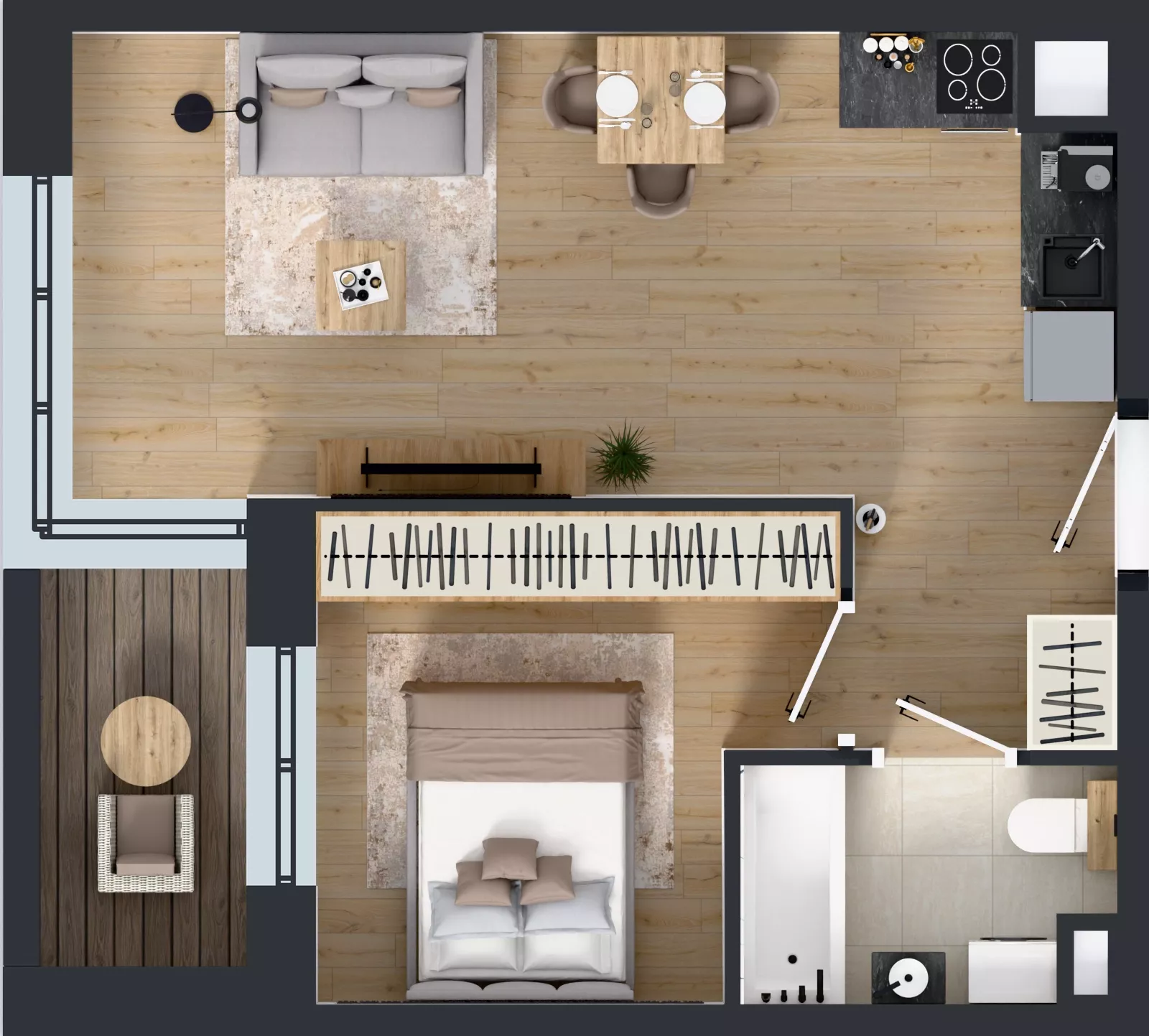 2 pokoje, mieszkanie 37,95 m², piętro 3, oferta nr D2/03/41, WUWA Vita III, Wrocław, Żerniki, Fabryczna, ul. Maya