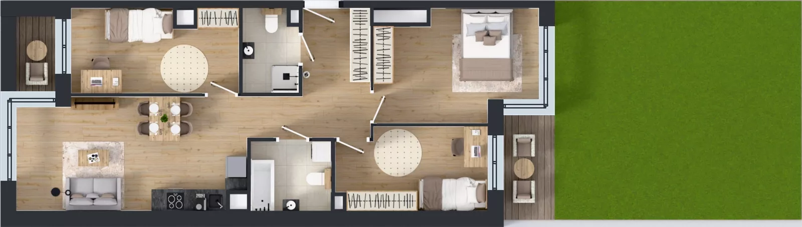 4 pokoje, mieszkanie 77,00 m², parter, oferta nr D3/00/01, WUWA Vita III, Wrocław, Żerniki, Fabryczna, ul. Maya