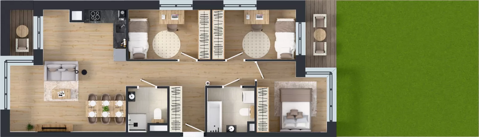 4 pokoje, mieszkanie 78,28 m², parter, oferta nr D3/00/05, WUWA Vita III, Wrocław, Żerniki, Fabryczna, ul. Maya