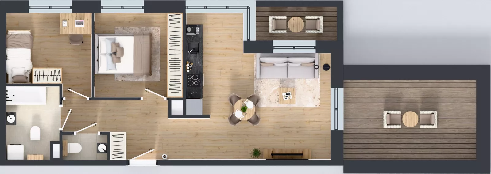 3 pokoje, mieszkanie 59,43 m², piętro 1, oferta nr D3/01/06, WUWA Vita III, Wrocław, Żerniki, Fabryczna, ul. Maya