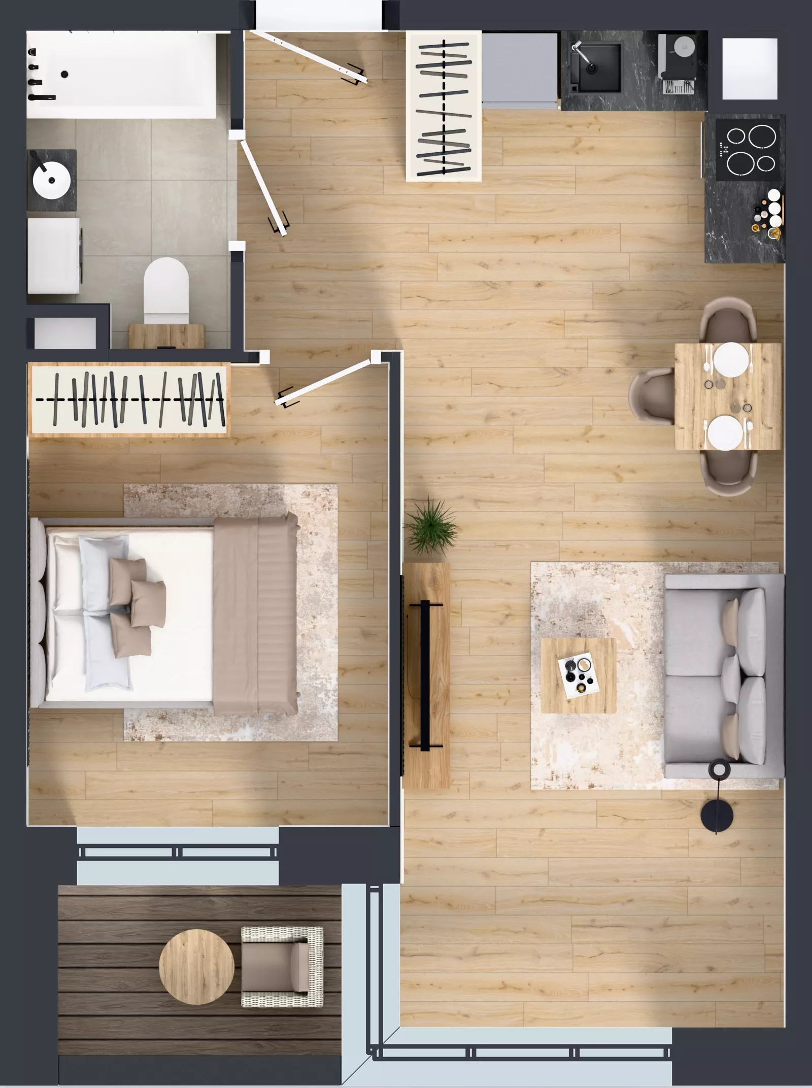 2 pokoje, mieszkanie 41,30 m², piętro 2, oferta nr D3/02/15, WUWA Vita III, Wrocław, Żerniki, Fabryczna, ul. Maya