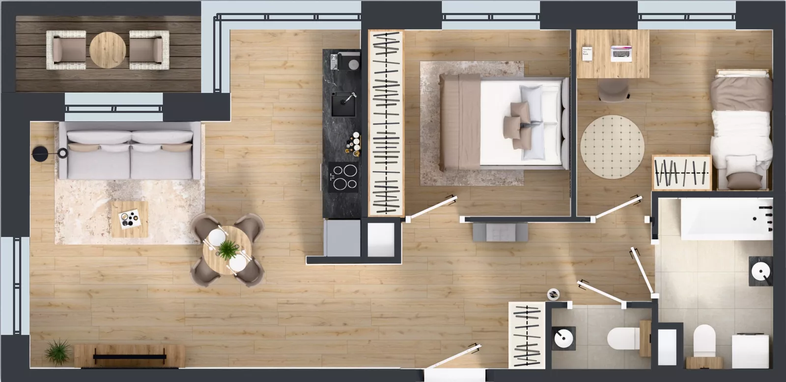 3 pokoje, mieszkanie 60,10 m², piętro 2, oferta nr D3/02/19, WUWA Vita III, Wrocław, Żerniki, Fabryczna, ul. Maya