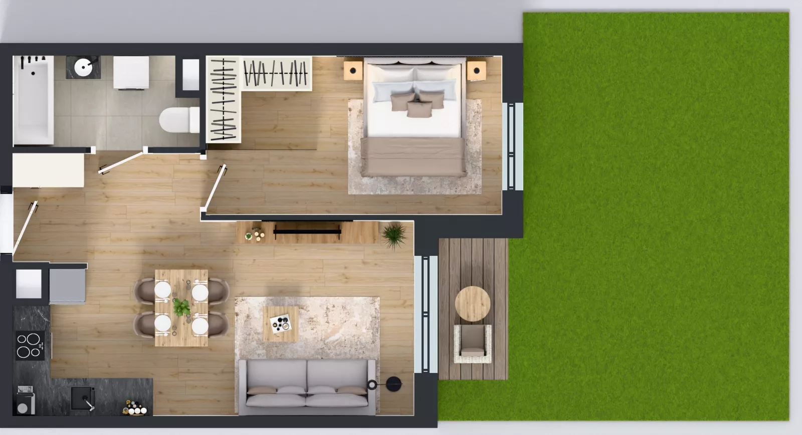 2 pokoje, mieszkanie 43,86 m², parter, oferta nr B.B.0.07, Głębocka Vita, Warszawa, Białołęka, Białołęka, Głębocka 84A