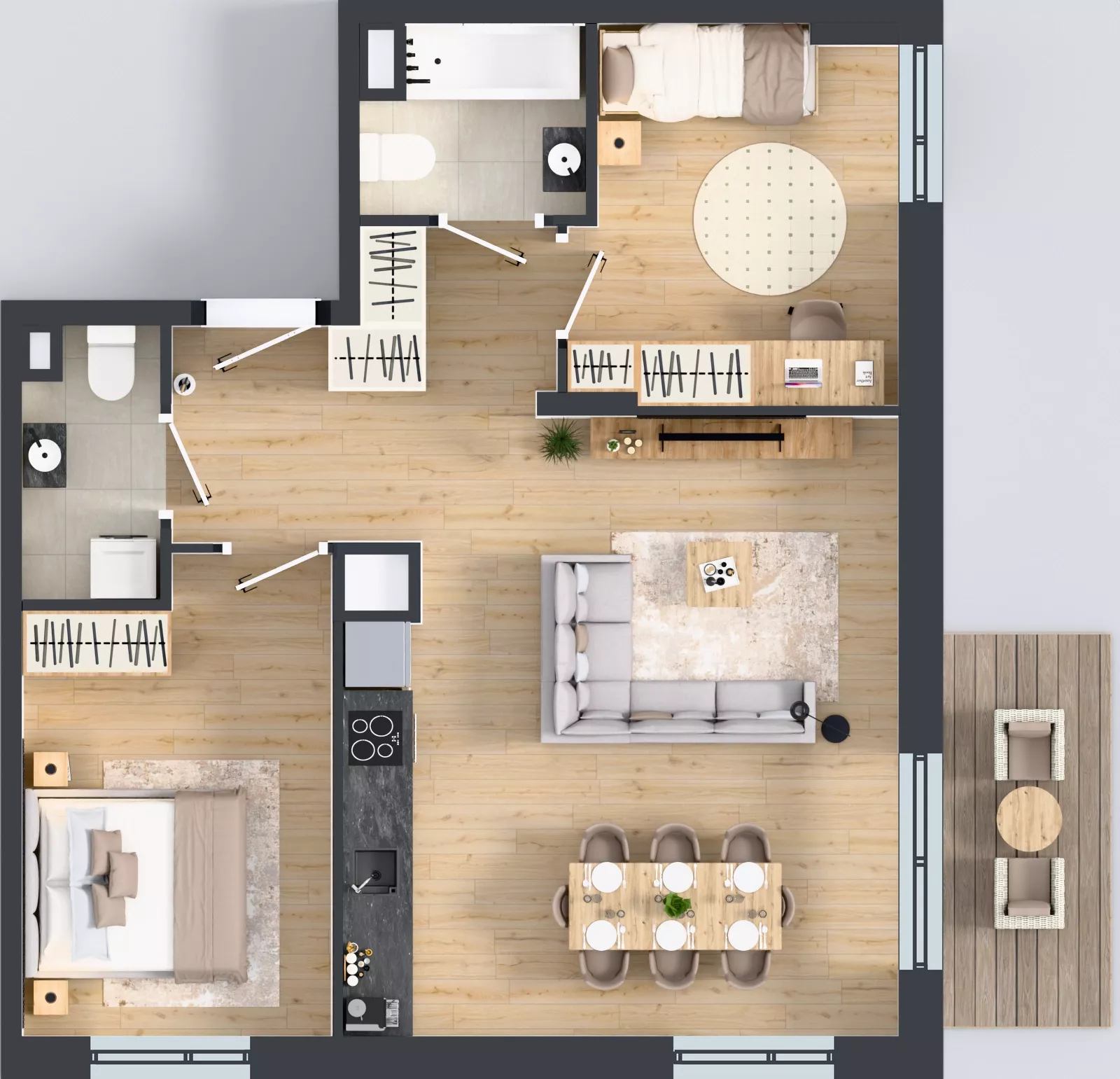 3 pokoje, mieszkanie 63,32 m², piętro 2, oferta nr B.B.2.08, Głębocka Vita, Warszawa, Białołęka, Białołęka, Głębocka 84A