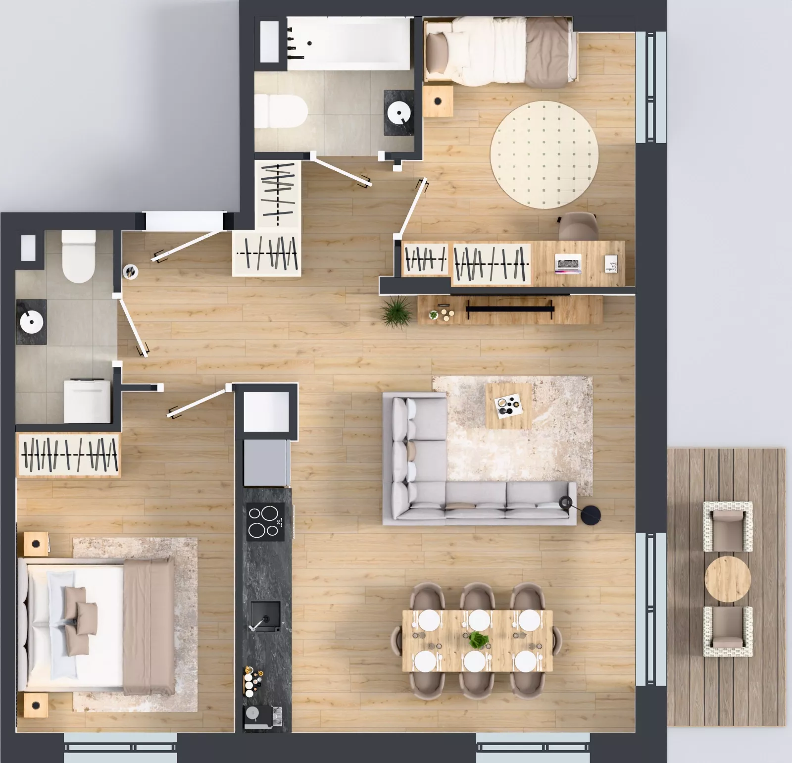 3 pokoje, mieszkanie 63,32 m², piętro 3, oferta nr B.B.3.08, Głębocka Vita, Warszawa, Białołęka, Białołęka, Głębocka 84A