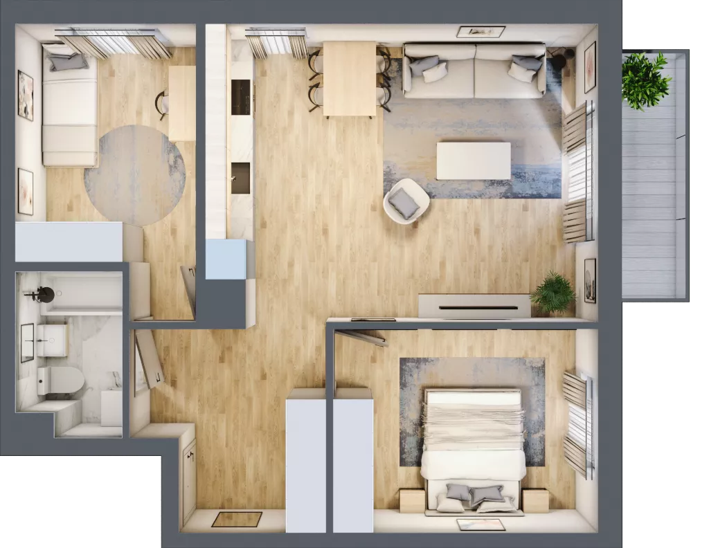 3 pokoje, mieszkanie 60,27 m², piętro 4, oferta nr A.027, Słoneczne Miasteczko, Kraków, Bieżanów-Prokocim, Osiedle Złocień, ul. Henryka i Karola Czeczów