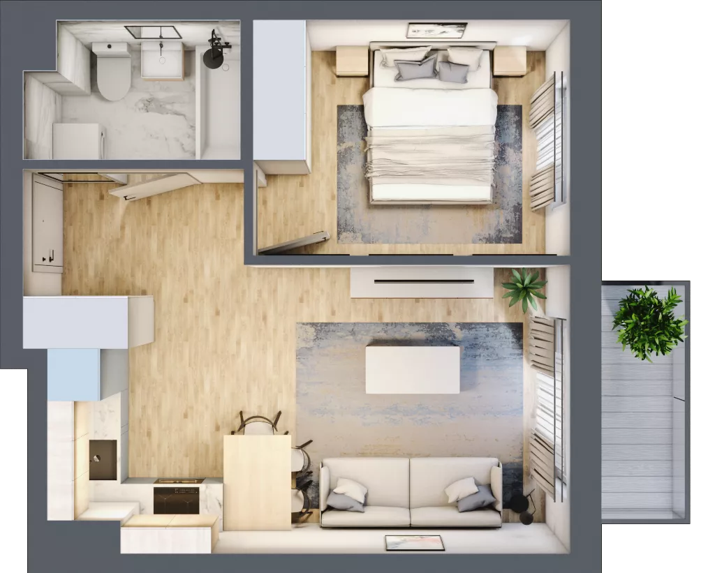 2 pokoje, mieszkanie 36,15 m², piętro 4, oferta nr A.065, Słoneczne Miasteczko, Kraków, Bieżanów-Prokocim, Osiedle Złocień, ul. Henryka i Karola Czeczów