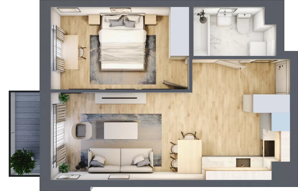 2 pokoje, mieszkanie 41,75 m², piętro 4, oferta nr A.068, Słoneczne Miasteczko, Kraków, Bieżanów-Prokocim, Osiedle Złocień, ul. Henryka i Karola Czeczów