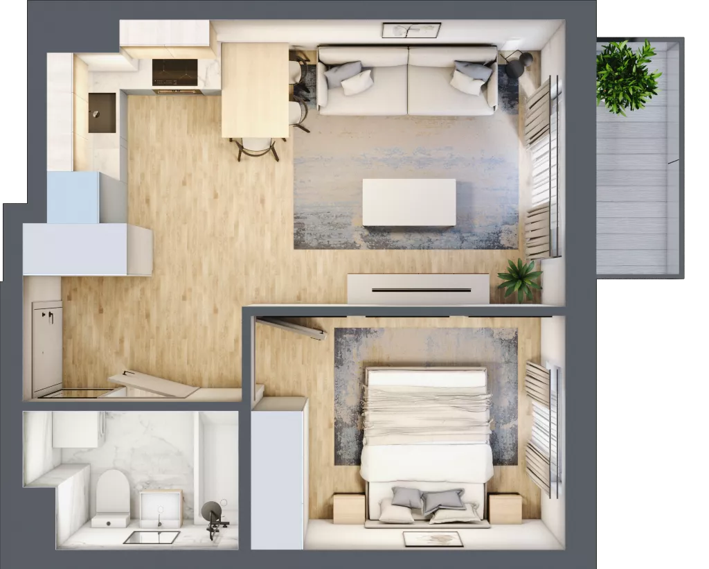 2 pokoje, mieszkanie 36,07 m², piętro 4, oferta nr A.064, Słoneczne Miasteczko, Kraków, Bieżanów-Prokocim, Osiedle Złocień, ul. Henryka i Karola Czeczów