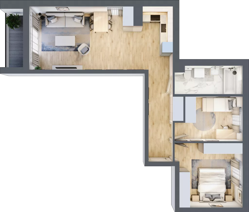 3 pokoje, mieszkanie 64,29 m², piętro 4, oferta nr A.070, Słoneczne Miasteczko, Kraków, Bieżanów-Prokocim, Osiedle Złocień, ul. Henryka i Karola Czeczów