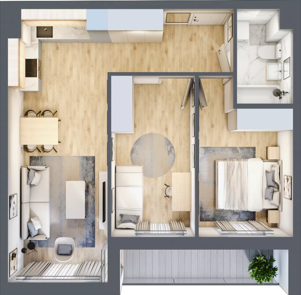 3 pokoje, mieszkanie 54,43 m², piętro 4, oferta nr A.069, Słoneczne Miasteczko, Kraków, Bieżanów-Prokocim, Osiedle Złocień, ul. Henryka i Karola Czeczów