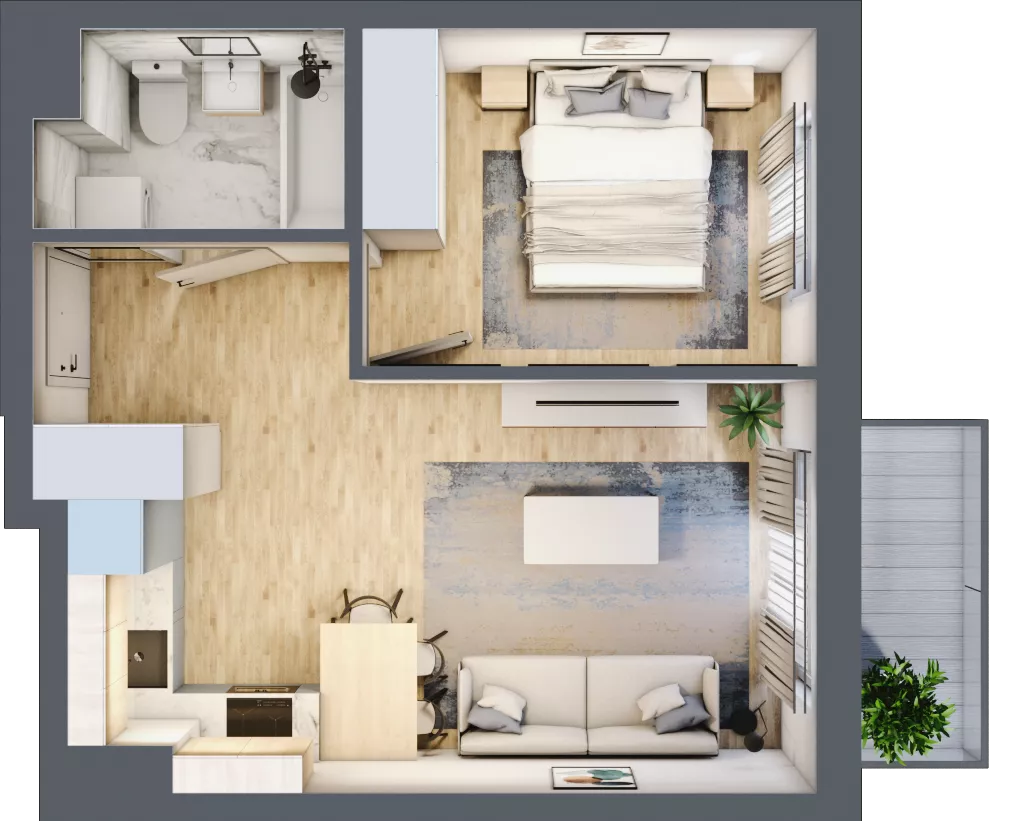 2 pokoje, mieszkanie 36,11 m², piętro 4, oferta nr A.029, Słoneczne Miasteczko, Kraków, Bieżanów-Prokocim, Osiedle Złocień, ul. Henryka i Karola Czeczów
