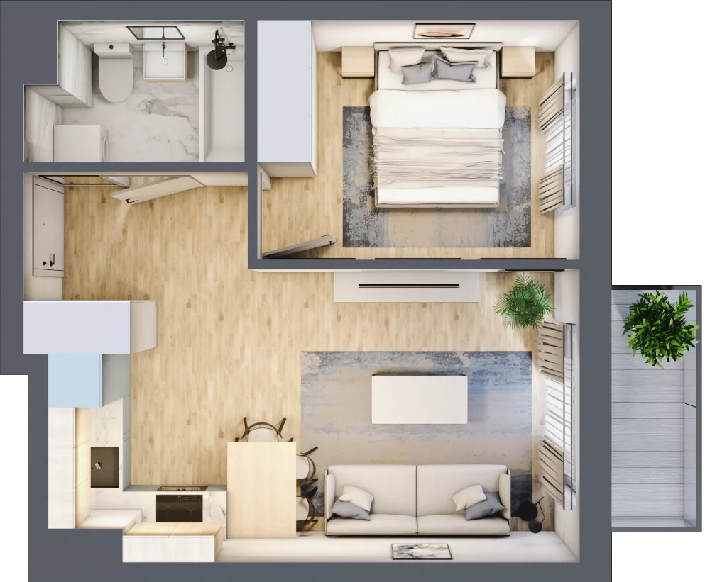 2 pokoje, mieszkanie 36,03 m², piętro 4, oferta nr B.048, Słoneczne Miasteczko, Kraków, Bieżanów-Prokocim, Osiedle Złocień, ul. Henryka i Karola Czeczów