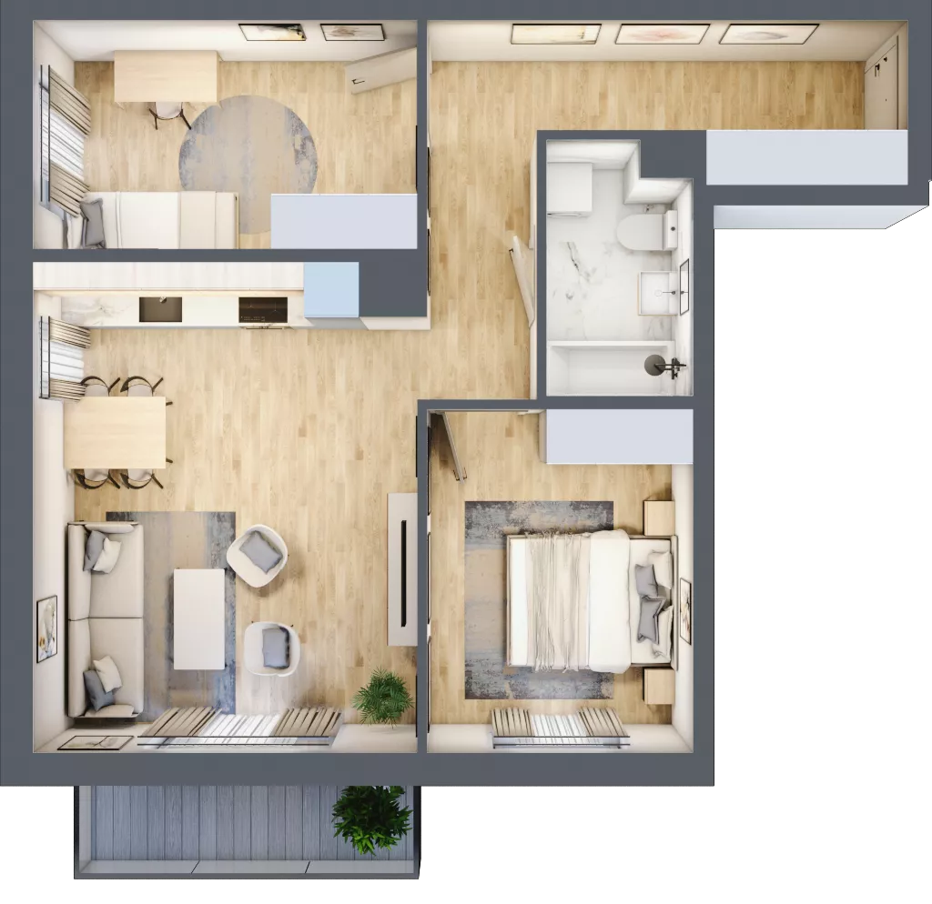 3 pokoje, mieszkanie 58,94 m², piętro 4, oferta nr B.049, Słoneczne Miasteczko, Kraków, Bieżanów-Prokocim, Osiedle Złocień, ul. Henryka i Karola Czeczów