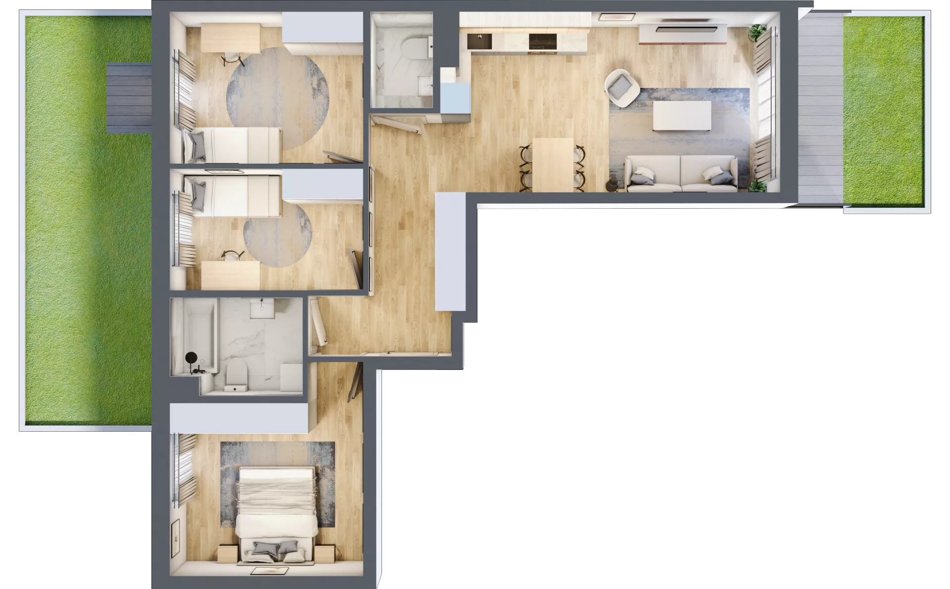 4 pokoje, mieszkanie 74,85 m², parter, oferta nr B.015, Słoneczne Miasteczko, Kraków, Bieżanów-Prokocim, Osiedle Złocień, ul. Henryka i Karola Czeczów