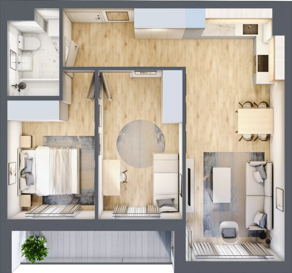 3 pokoje, mieszkanie 56,90 m², piętro 4, oferta nr B.075, Słoneczne Miasteczko, Kraków, Bieżanów-Prokocim, Osiedle Złocień, ul. Henryka i Karola Czeczów