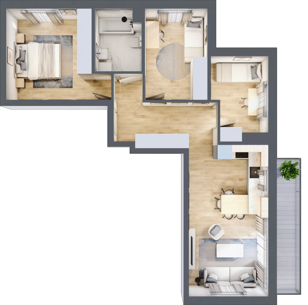 4 pokoje, mieszkanie 67,09 m², piętro 3, oferta nr B.009, Słoneczne Miasteczko, Kraków, Bieżanów-Prokocim, Osiedle Złocień, ul. Henryka i Karola Czeczów