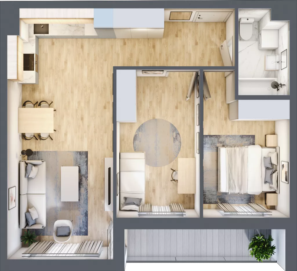 3 pokoje, mieszkanie 59,21 m², piętro 4, oferta nr B.052, Słoneczne Miasteczko, Kraków, Bieżanów-Prokocim, Osiedle Złocień, ul. Henryka i Karola Czeczów