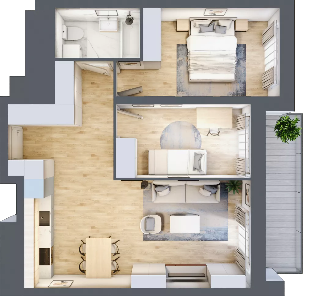 3 pokoje, mieszkanie 60,66 m², piętro 13, oferta nr L1/13/128, Legnicka Vita, Wrocław, Gądów-Popowice Południowe, Popowice, ul. Legnicka 52 A