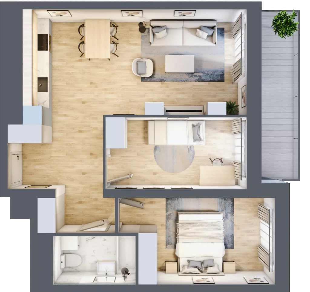 3 pokoje, mieszkanie 61,30 m², piętro 13, oferta nr L2/13/108, Legnicka Vita, Wrocław, Gądów-Popowice Południowe, Popowice, ul. Legnicka 52 A