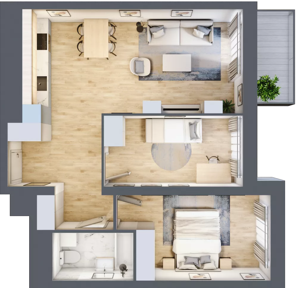 3 pokoje, mieszkanie 61,51 m², piętro 8, oferta nr L2/8/68, Legnicka Vita, Wrocław, Gądów-Popowice Południowe, Popowice, ul. Legnicka 52 A