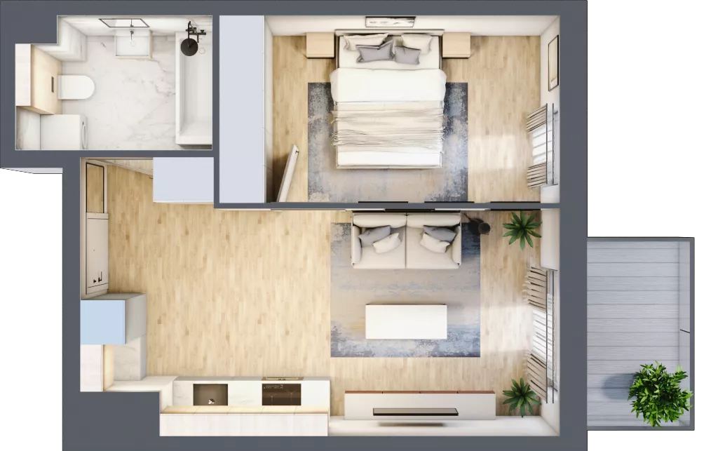 2 pokoje, mieszkanie 36,93 m², piętro 6, oferta nr E.361, Centralna Vita, Kraków, Czyżyny, ul. Ciesielskiego