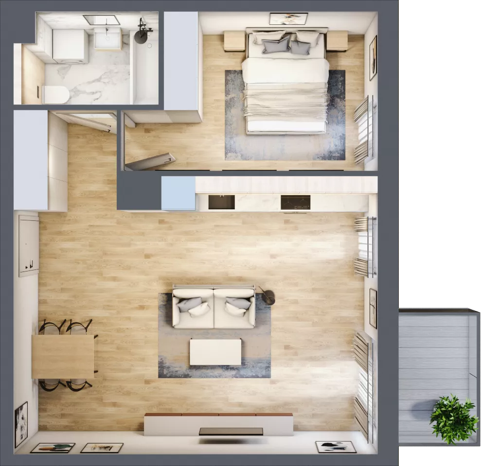 2 pokoje, mieszkanie 49,54 m², piętro 7, oferta nr E.370, Centralna Vita, Kraków, Czyżyny, ul. Ciesielskiego