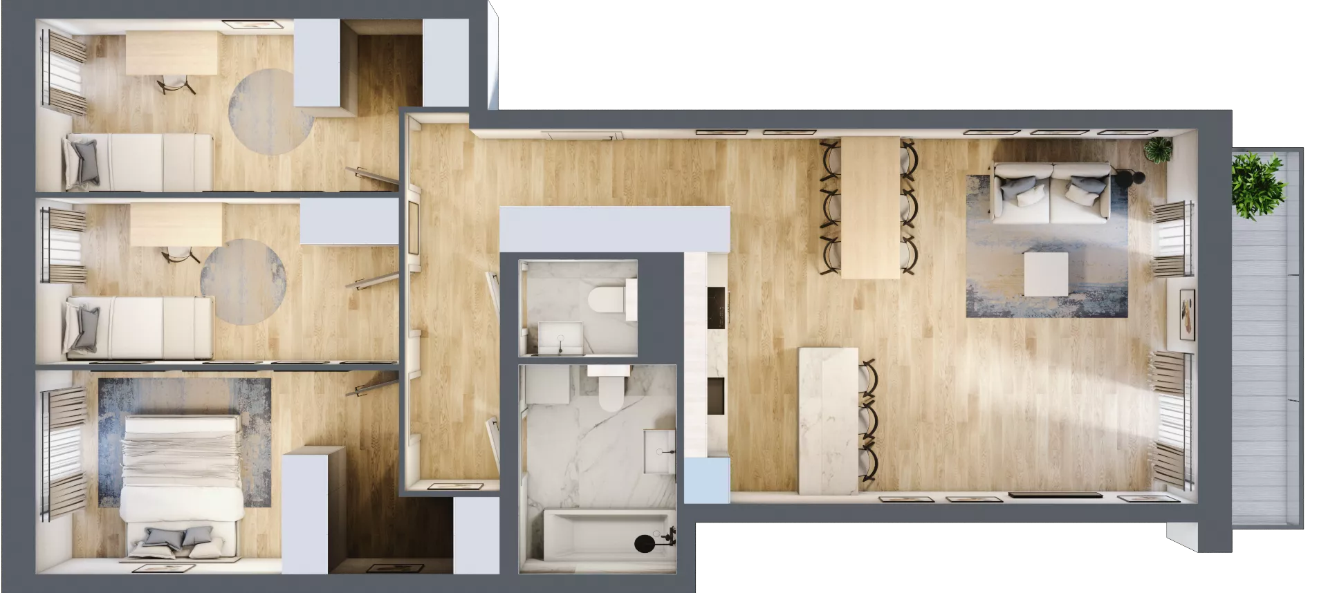 4 pokoje, mieszkanie 85,11 m², piętro 3, oferta nr B.03.01.09, WUWA Vita, Wrocław, Żerniki, Fabryczna, ul. Tadeusza Brzozy