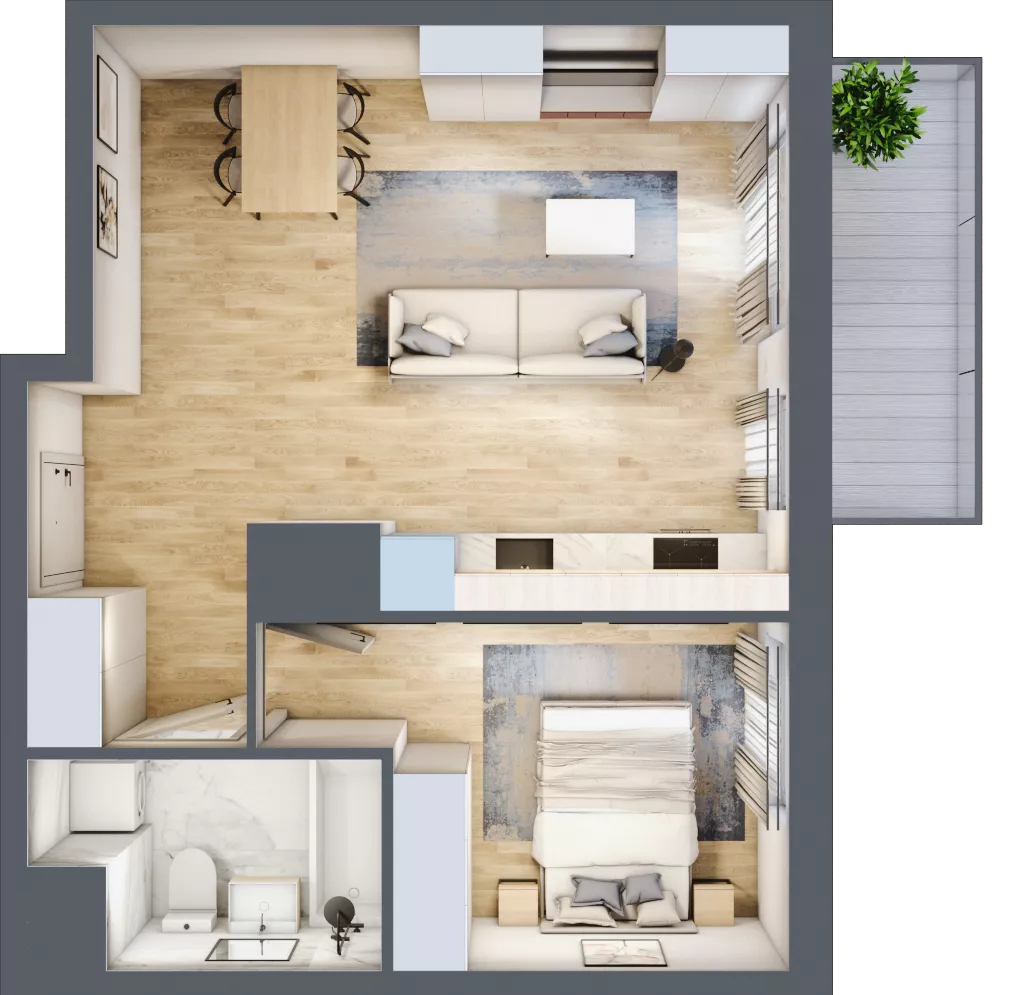 2 pokoje, mieszkanie 43,72 m², piętro 5, oferta nr A/05/059, Unii Lubelskiej Vita, Poznań, Nowe Miasto, Starołęka, ul. Unii Lubelskiej 10