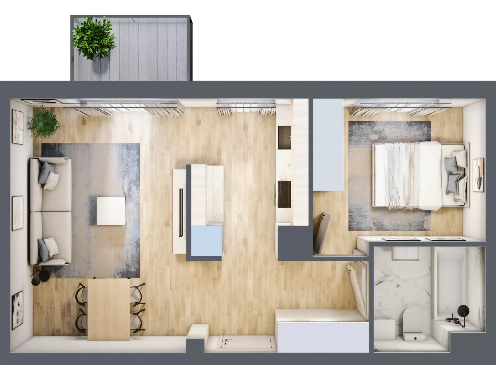 2 pokoje, mieszkanie 45,03 m², piętro 5, oferta nr F/125, City Vibe etap V, Kraków, Podgórze, Płaszów, ul. Myśliwska 68