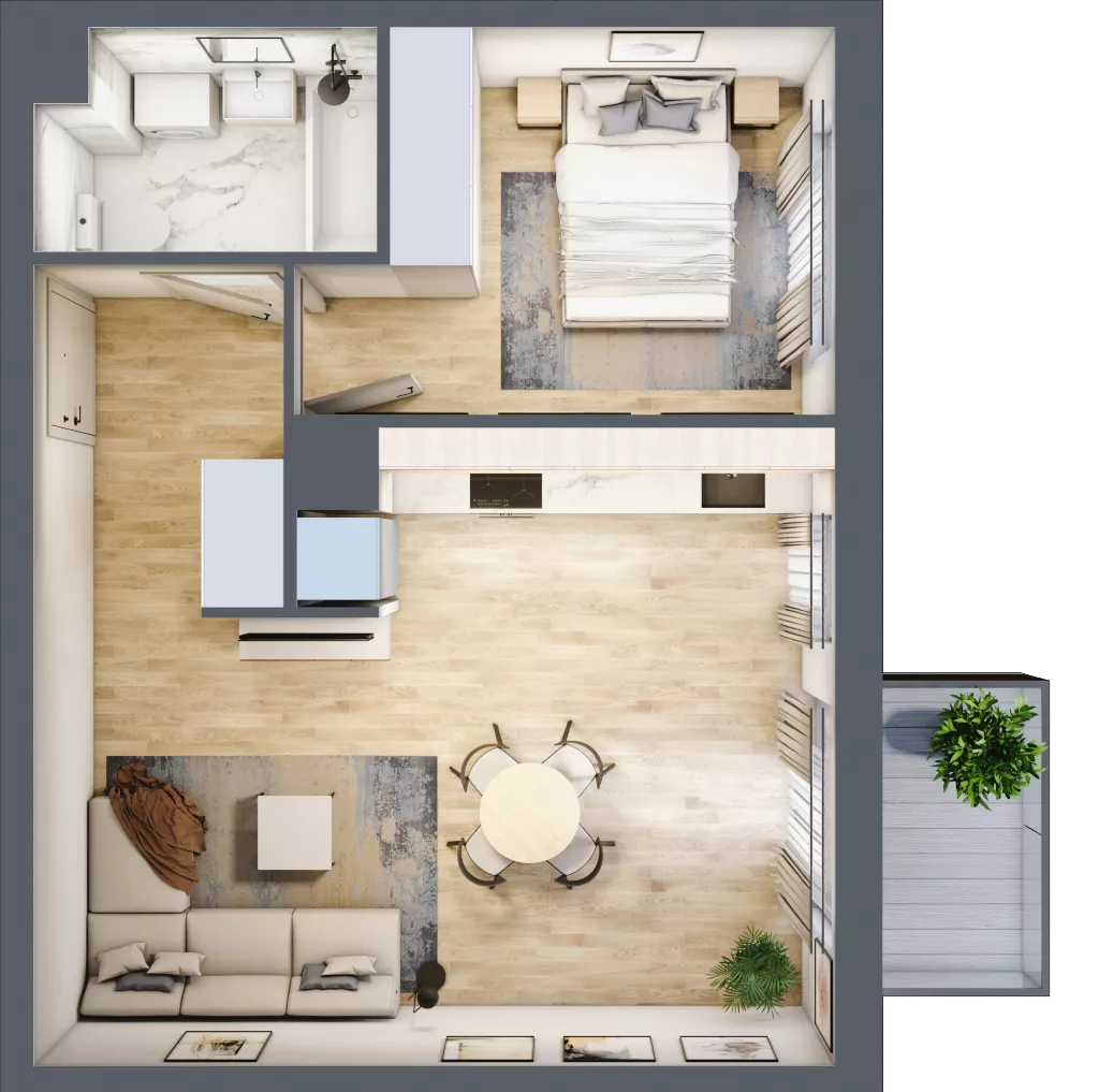 2 pokoje, mieszkanie 42,44 m², piętro 4, oferta nr F/110, City Vibe etap V, Kraków, Podgórze, Płaszów, ul. Myśliwska 68
