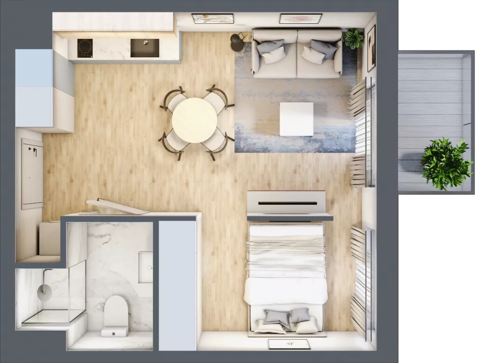 2 pokoje, mieszkanie 30,59 m², piętro 5, oferta nr G/120, City Vibe etap V, Kraków, Podgórze, Płaszów, ul. Myśliwska 68