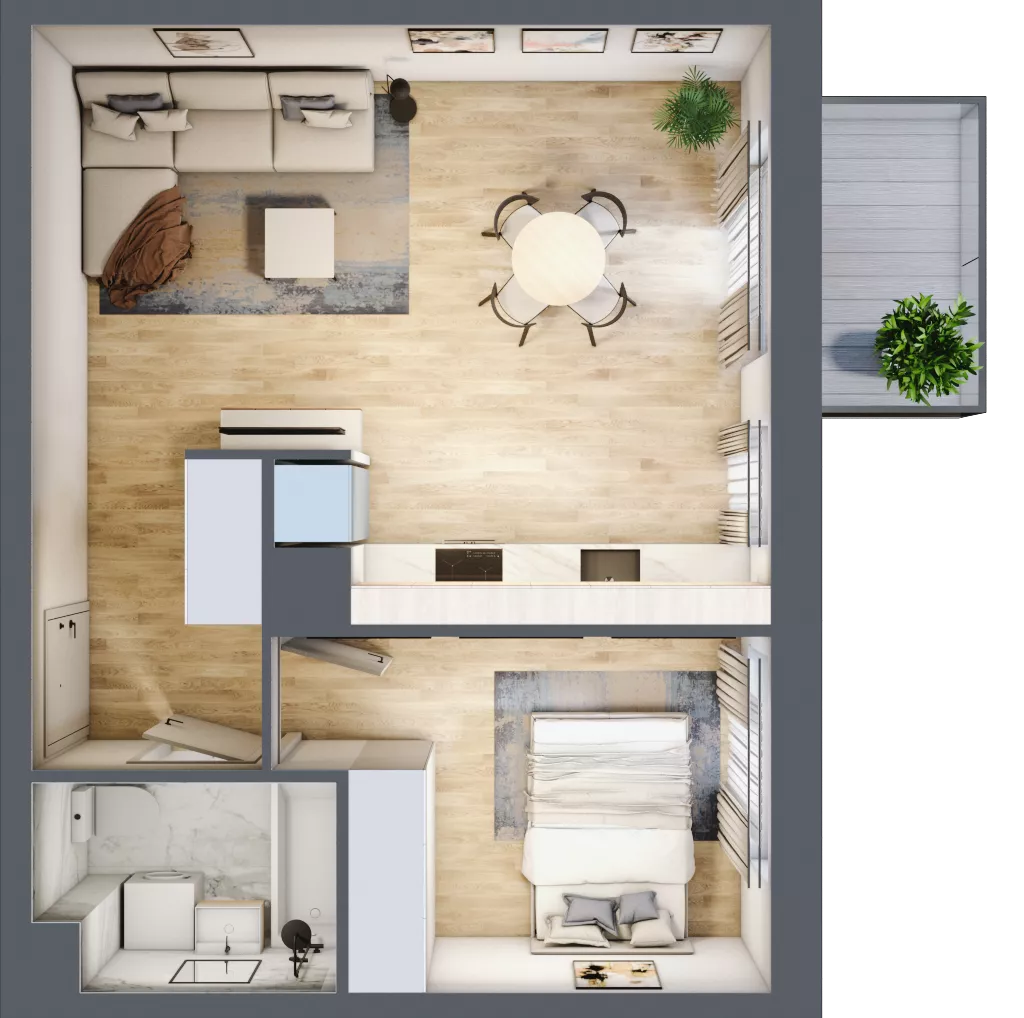 2 pokoje, mieszkanie 42,41 m², piętro 3, oferta nr G/101, City Vibe etap V, Kraków, Podgórze, Płaszów, ul. Myśliwska 68