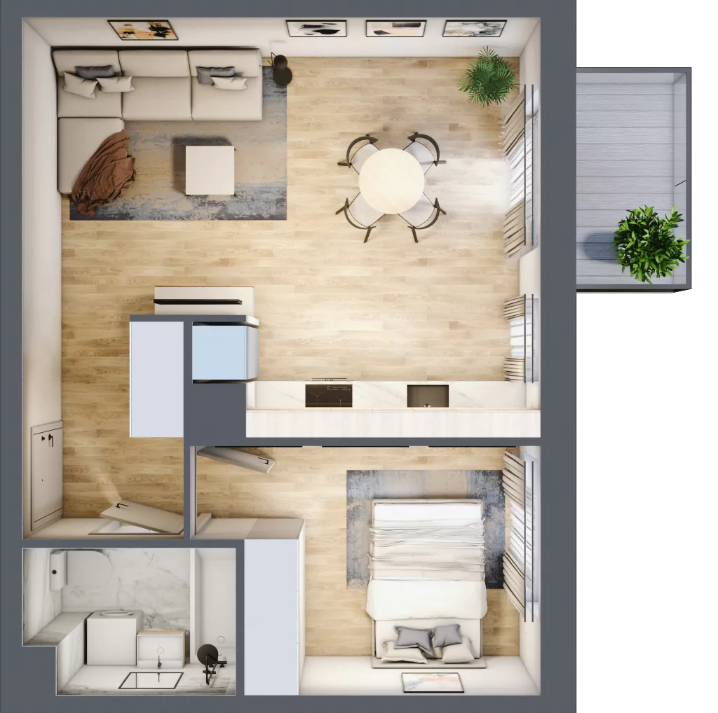 2 pokoje, mieszkanie 42,48 m², piętro 4, oferta nr G/111, City Vibe etap V, Kraków, Podgórze, Płaszów, ul. Myśliwska 68