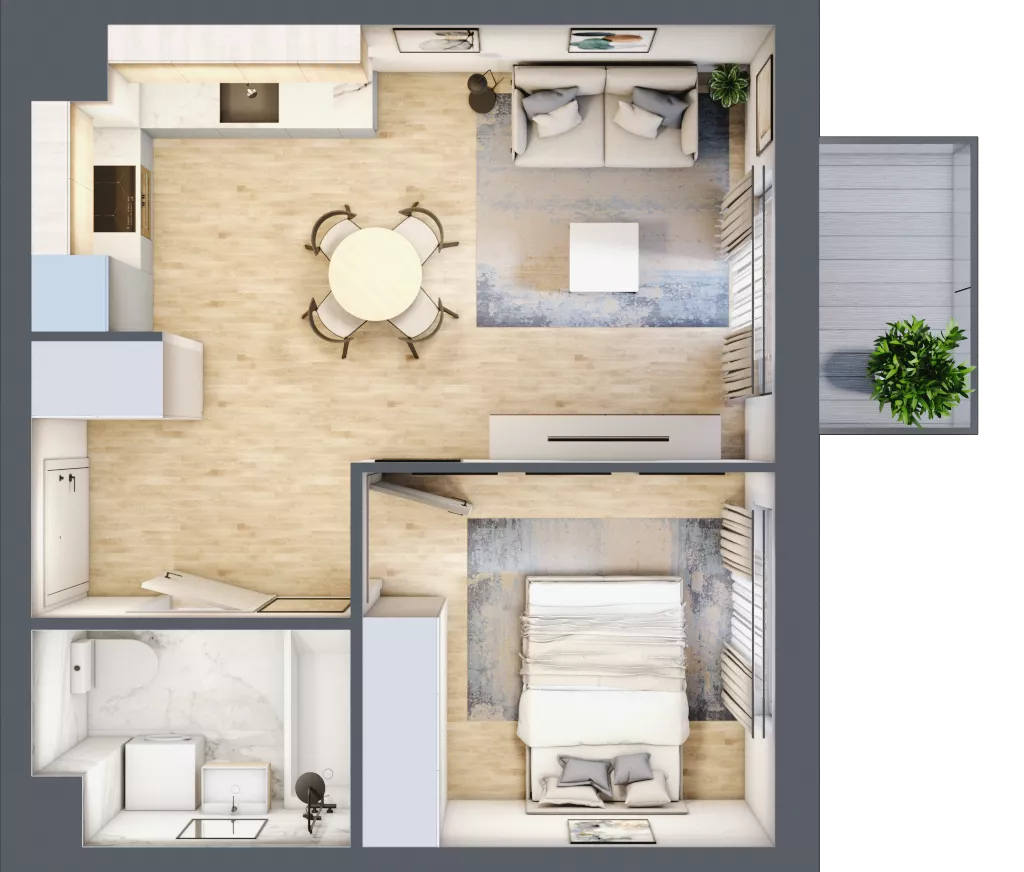 2 pokoje, mieszkanie 36,28 m², piętro 4, oferta nr G/109, City Vibe etap V, Kraków, Podgórze, Płaszów, ul. Myśliwska 68