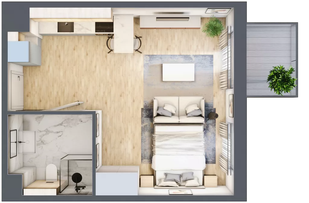 1 pokój, mieszkanie 33,85 m², piętro 4, oferta nr F.167, Centralna Vita etap II, Kraków, Czyżyny, Łęg, ul. Romana Ciesielskiego