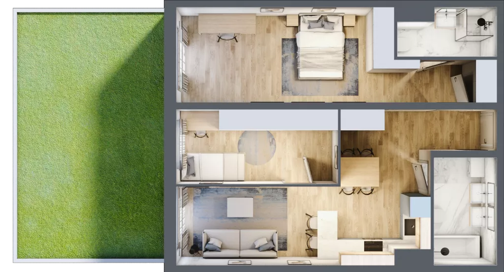3 pokoje, mieszkanie 65,65 m², parter, oferta nr A08, Traugutta Vita, Wrocław, Przedmieście Oławskie, ul. Generała Romualda Traugutta 103
