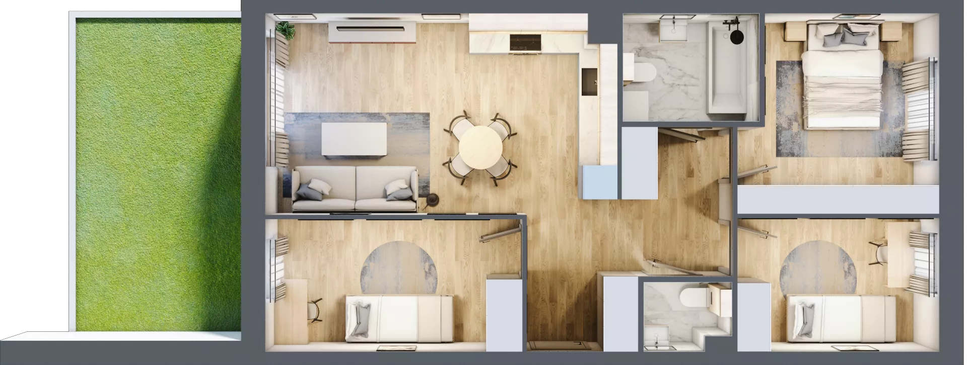 4 pokoje, mieszkanie 68,17 m², parter, oferta nr C2/F/01, Orawska Vita II, Wrocław, Ołtaszyn, Krzyki, ul. Orawska 73